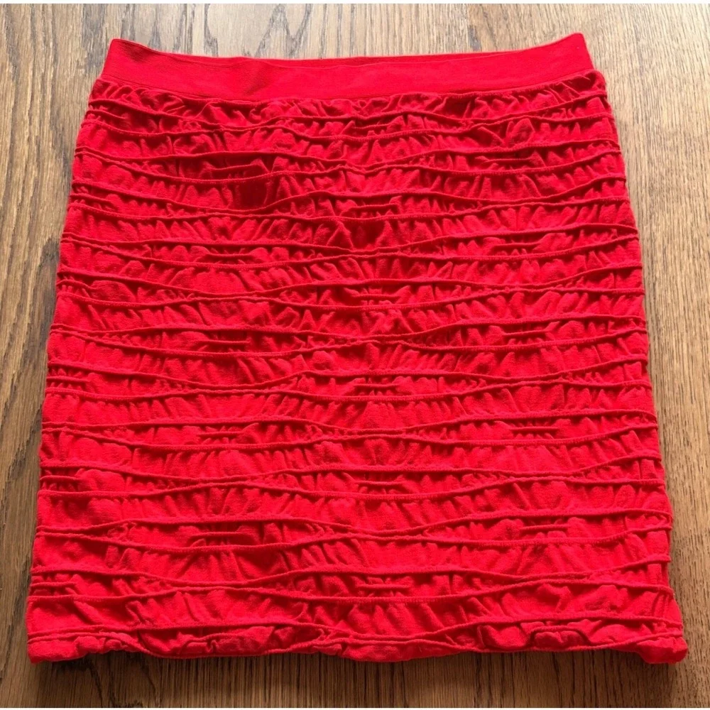 Last Tango Mini Skirt or tub top S/M Red Excellent Textured Tiered Ruffle